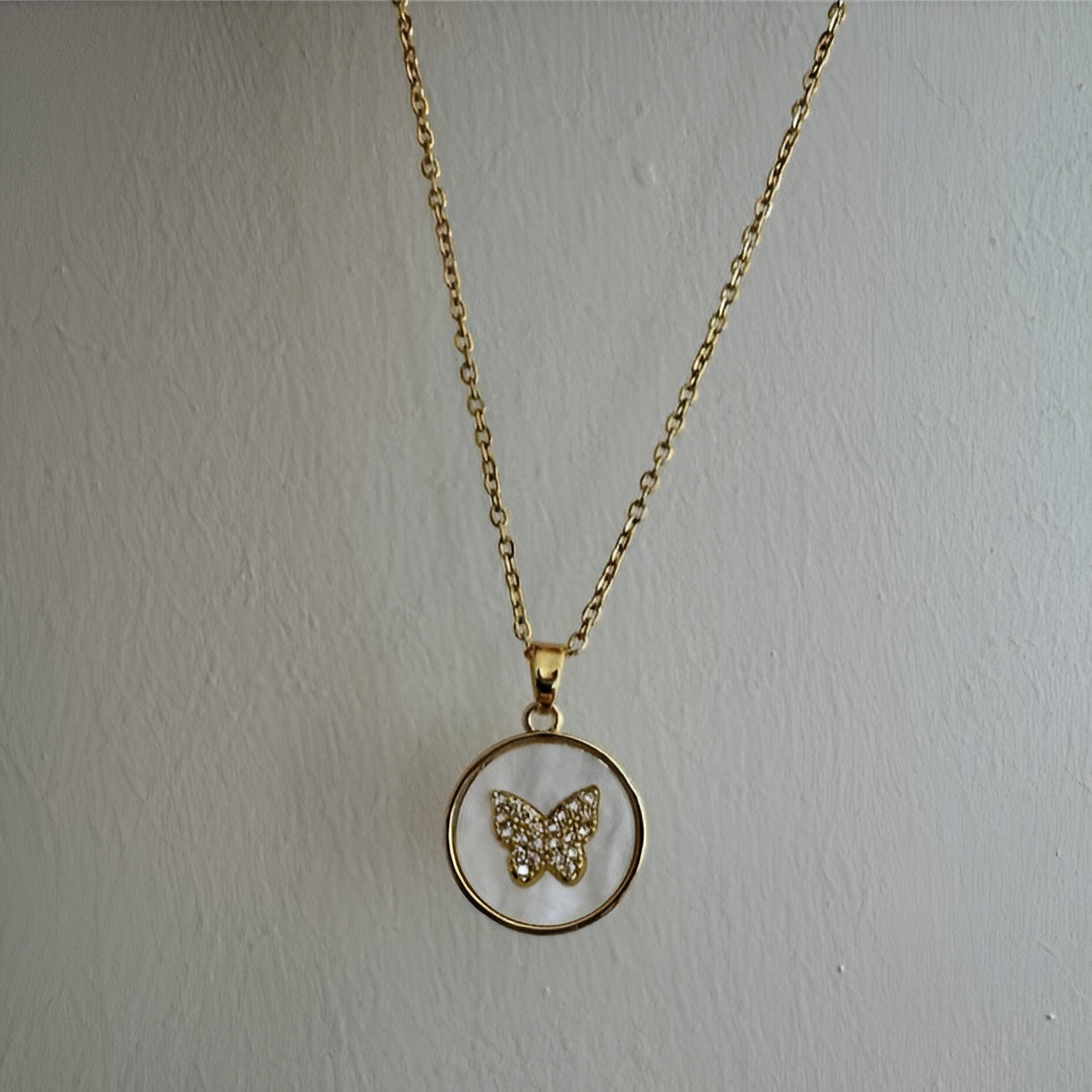 Zircon Stone Butterfly Necklace