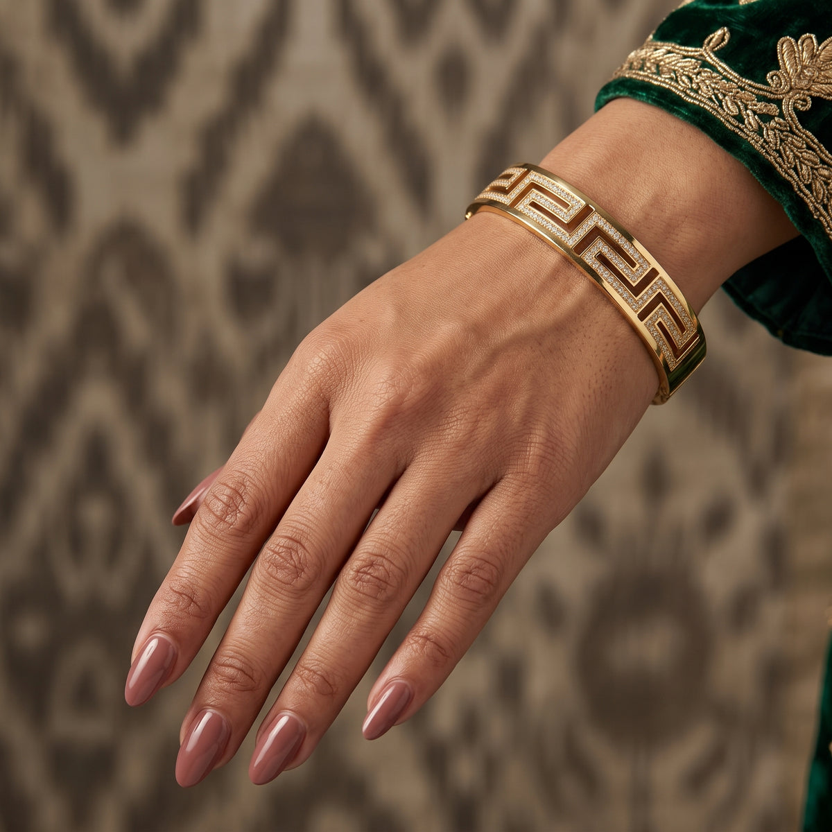 Greek Key Pavé Bangle