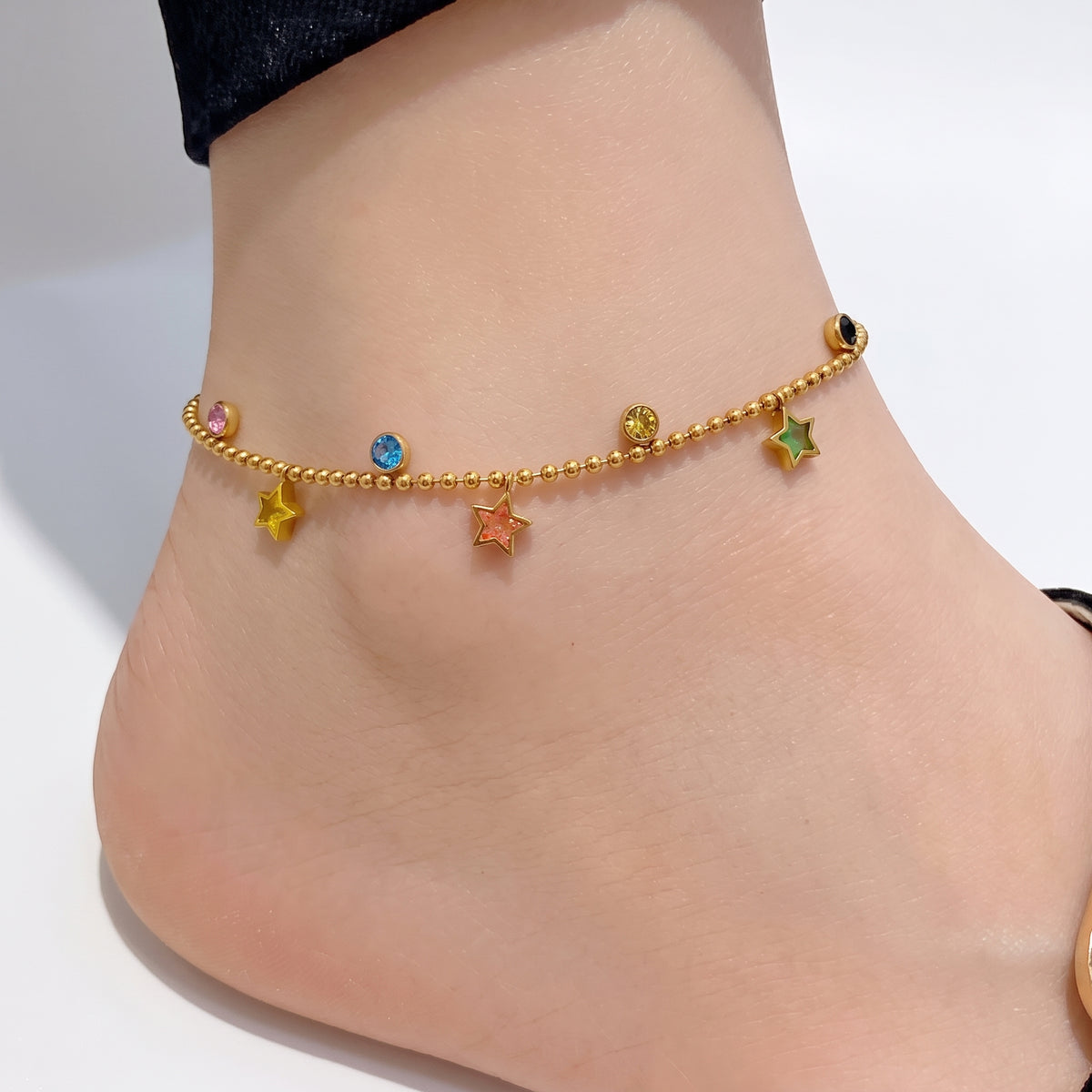 Multi-Color Star Charm Anklet (Payal)