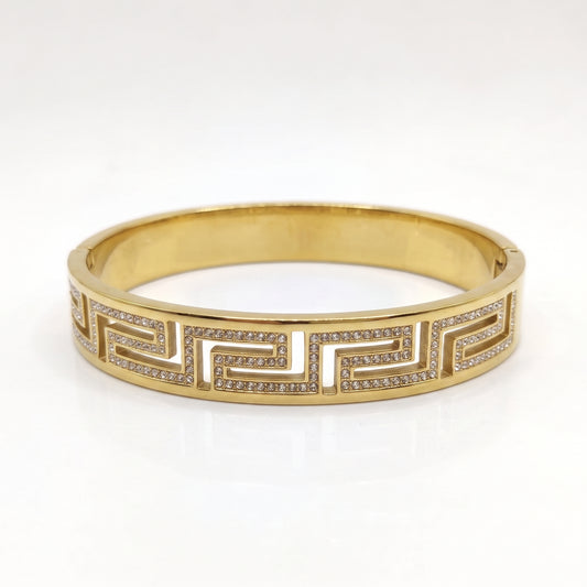 Greek Key Pavé Bangle