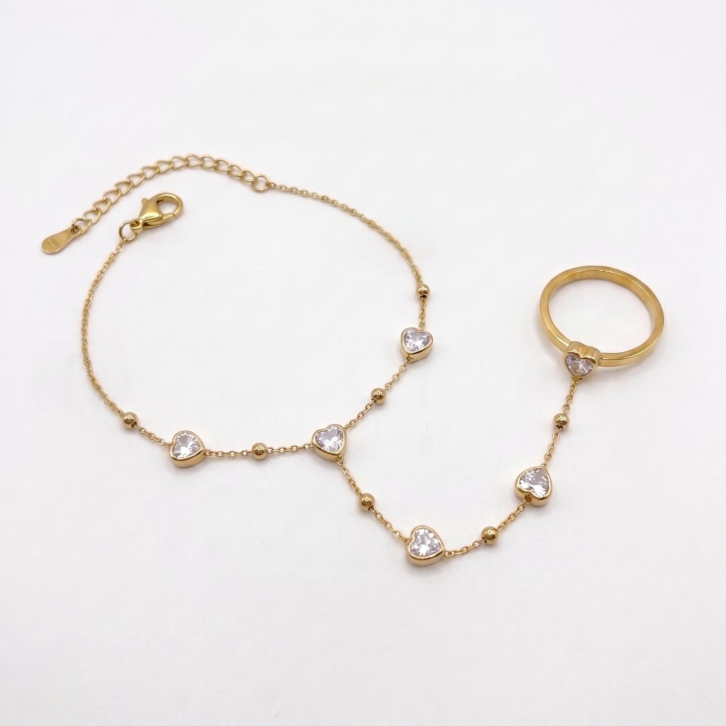 Heart Diamond Bracelet + Adjustable Ring