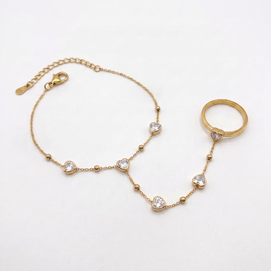 Heart Diamond Bracelet + Adjustable Ring