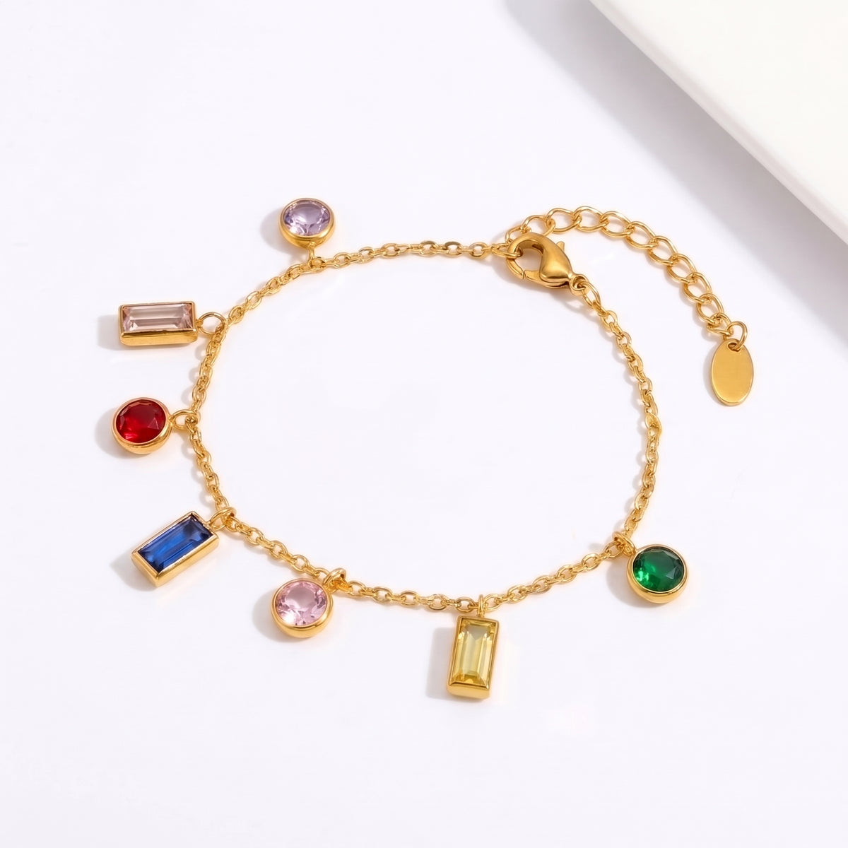 Multicoloured Gemstone Pendant Necklace, Stack