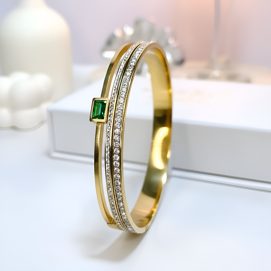 Green Rhinestone Bangle