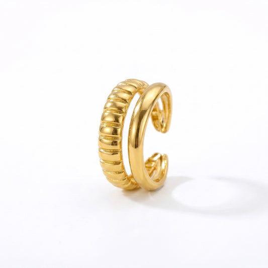 Ribbed Croissant Ring - Adjustable