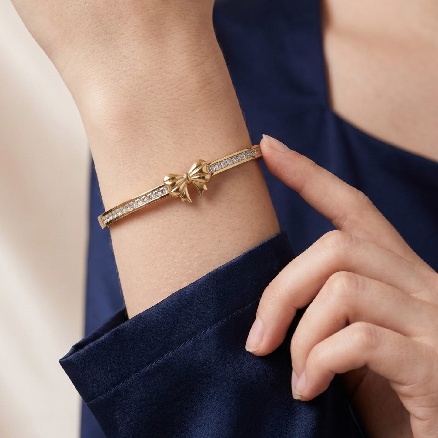 Stone-Studded Ribbon Handcuff