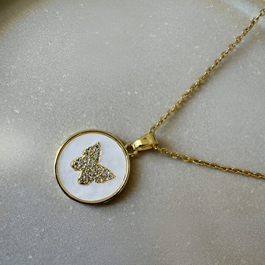 Zircon Stone Butterfly Necklace
