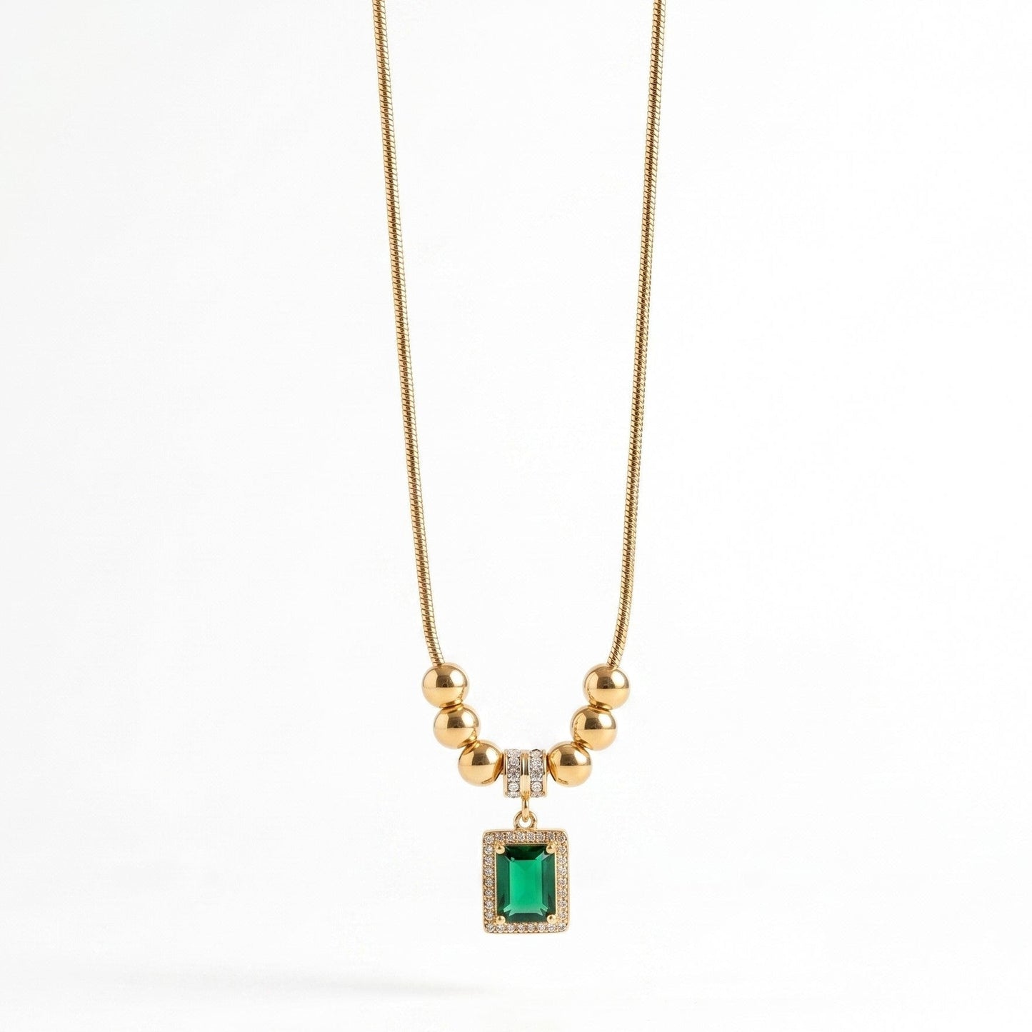 Premium Green Stone Necklace - Stainless Steel