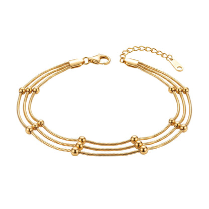 Triple Layer Beaded Snake Chain Bracelet