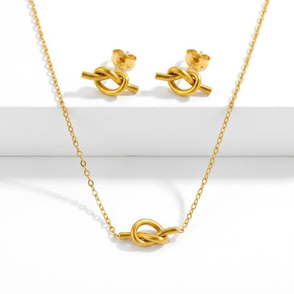 Minimal Gold Knot Jewellery Set | Stainless Steel