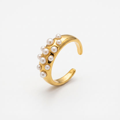 Aura Pearl Gold-Plated Cuff & Ring Set
