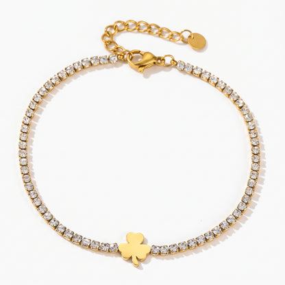 Leaf clover tennis bracelet