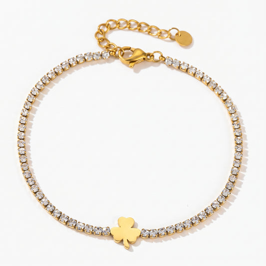 Leaf clover tennis bracelet