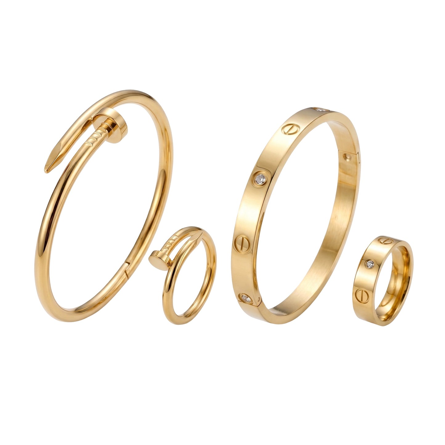 Diamond Love Bracelets And Rings Set