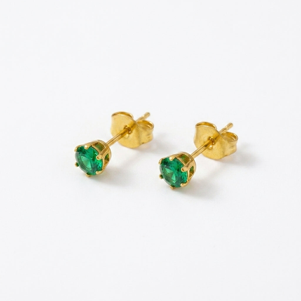 Emerald Zircon Earrings | Stainless Steel