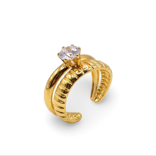 Ridge Glow Solitaire Accent Ring | Adjustable