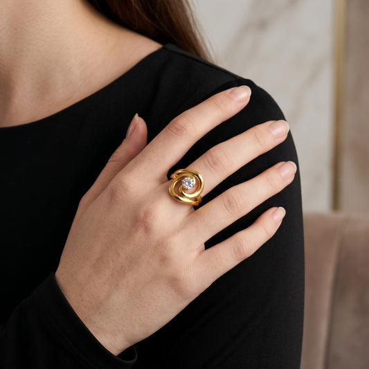 Crystal Spiral Ring | Adjustable