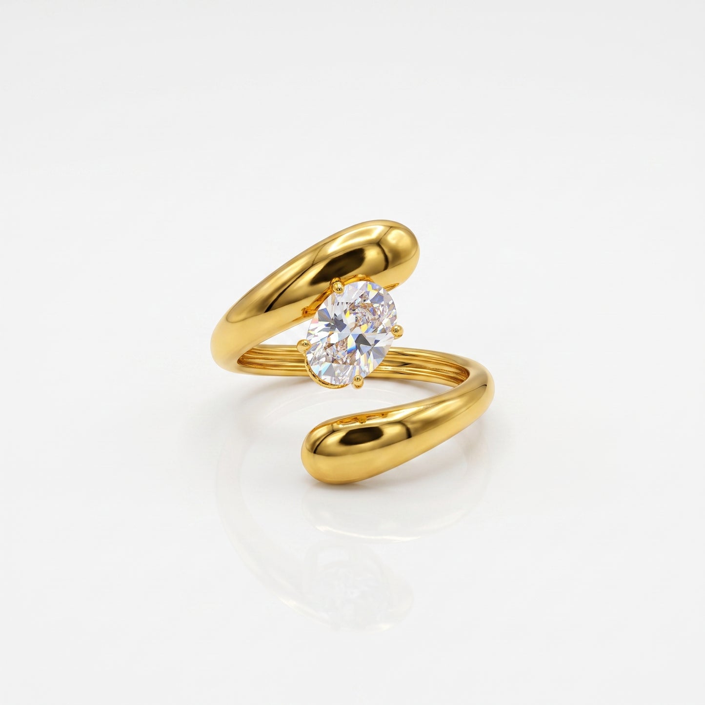 Chunky Solitaire Bypass Ring | Adjustable