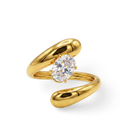 Chunky Solitaire Bypass Ring | Adjustable