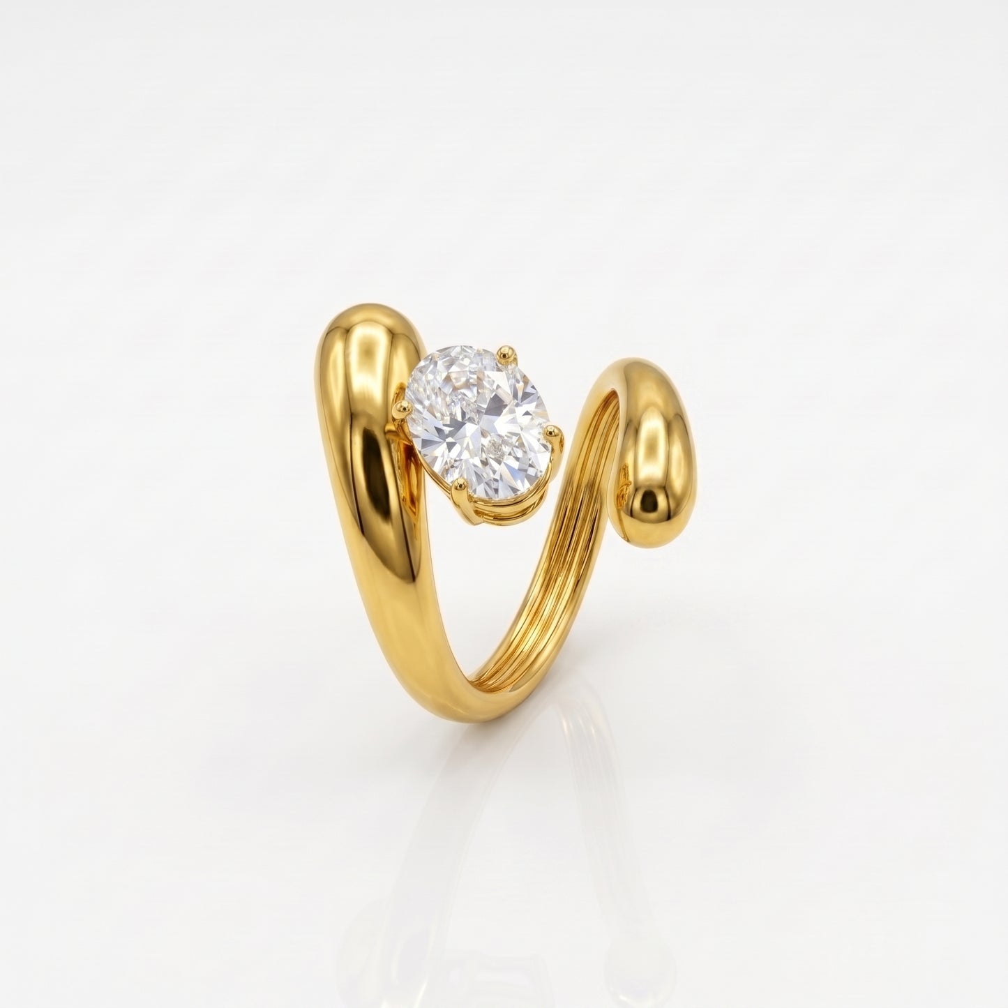 Chunky Solitaire Bypass Ring | Adjustable
