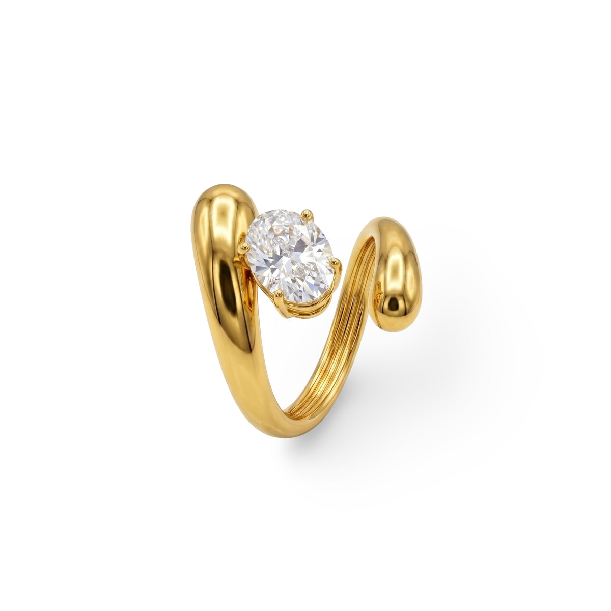 Chunky Solitaire Bypass Ring | Adjustable