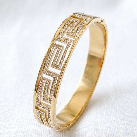 Greek Key Pavé Bangle