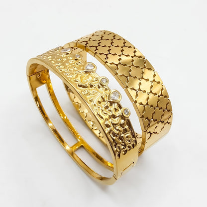 Molten Duo | Hammered + Trellis Bangle