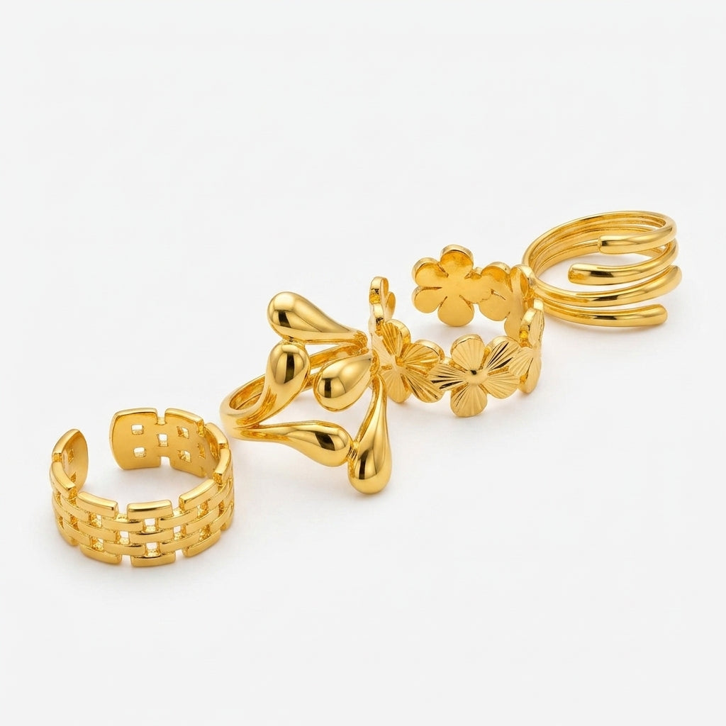 4-Piece Premium Stainless Steel Rings Deal | Adjustable