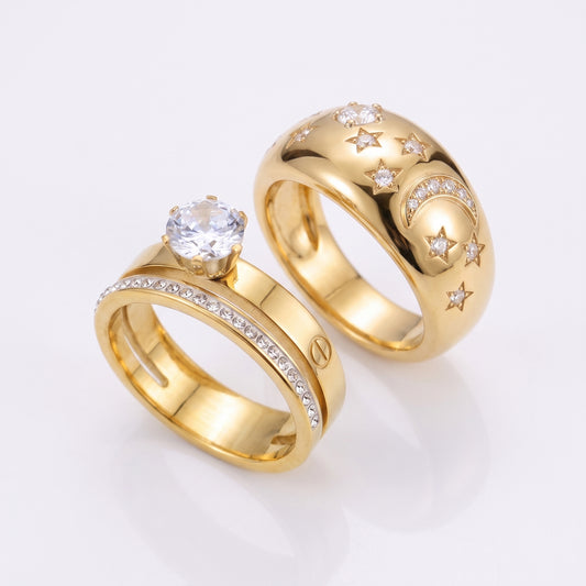 The Sparkling Deal | Moon & Stars + Diamond Ring