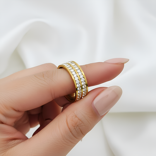 Dual Crystal Band Ring