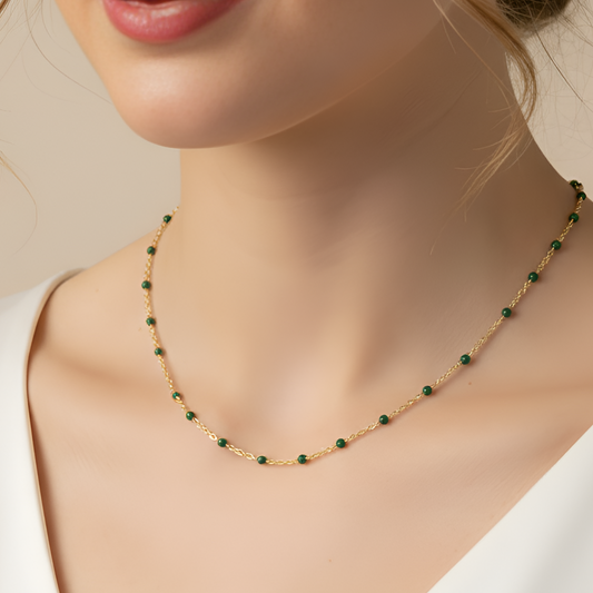 Enamel Beaded Necklace | Stainless Steel