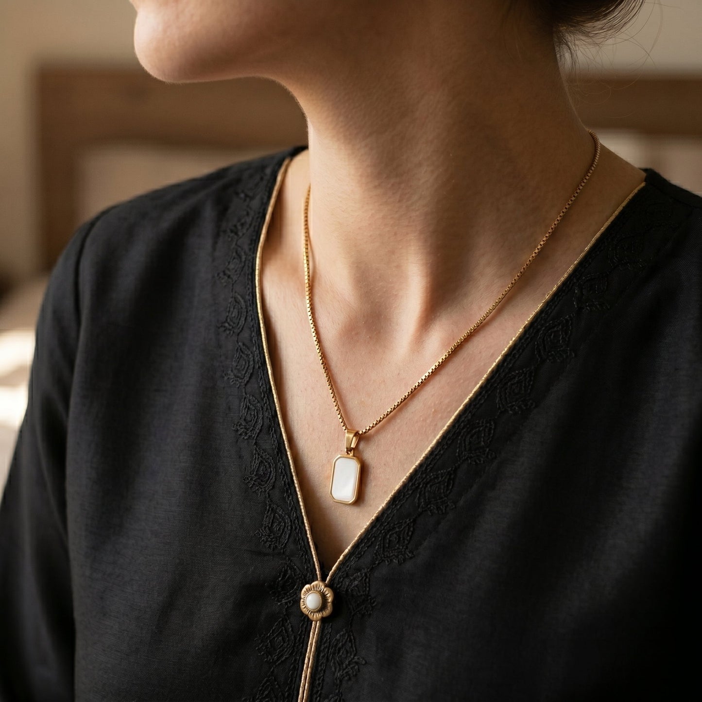 Small Square Necklace (Dual Sided)