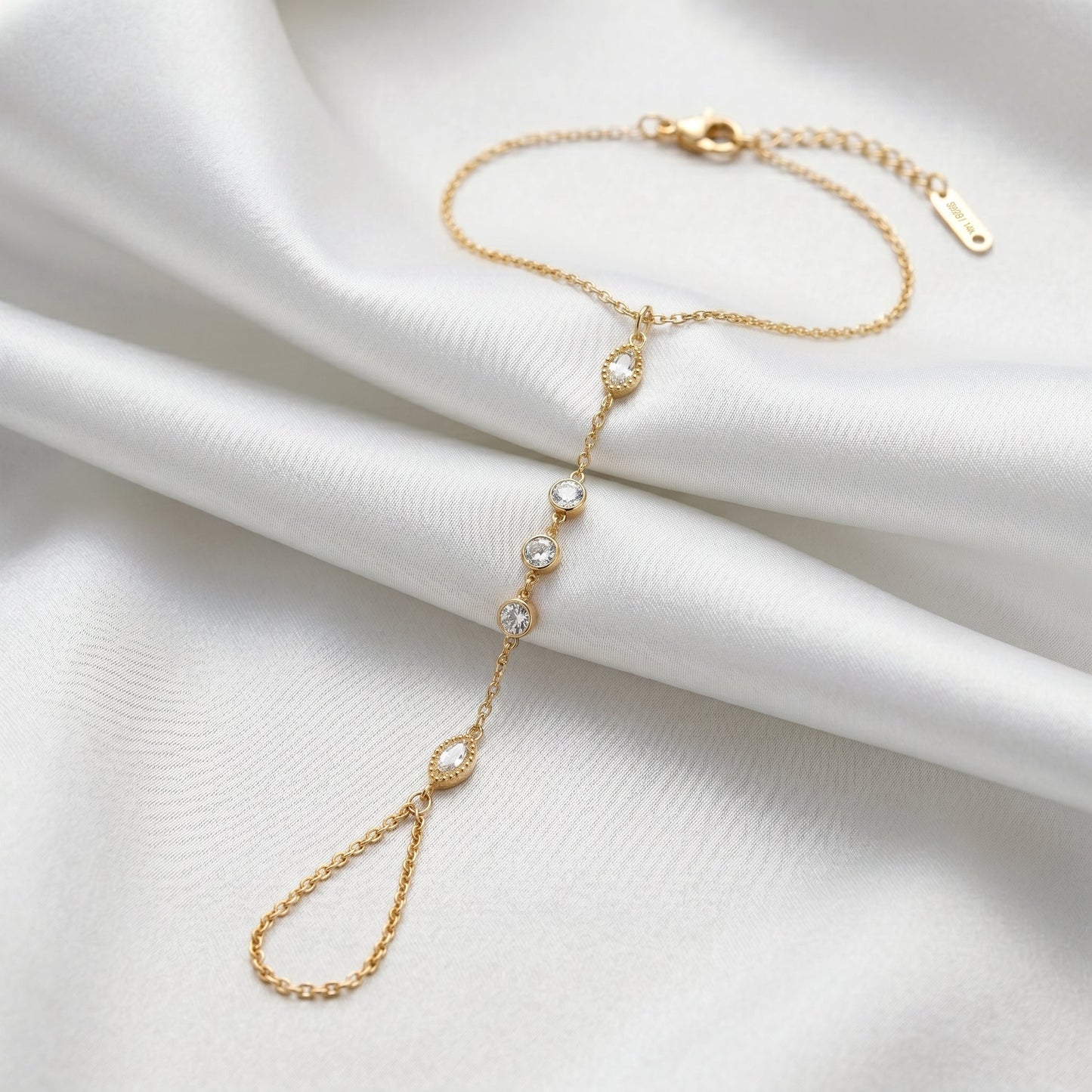 White Zircon Hand Chain | Stainless Steel