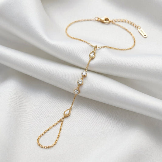 White Zircon Hand Chain | Stainless Steel