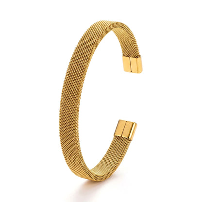 Comfortable Mesh C-Shaped Cuff - Stainless Steel