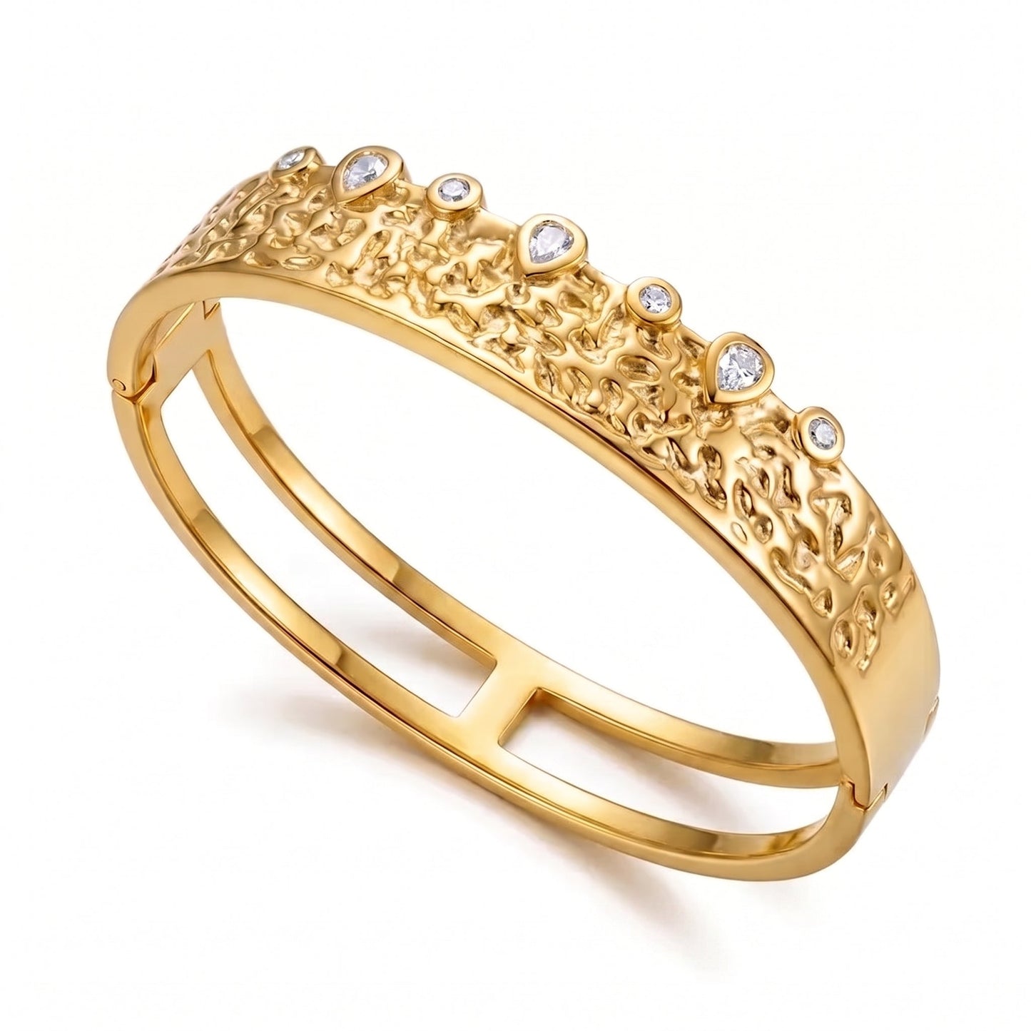 Molten Duo | Hammered + Trellis Bangle