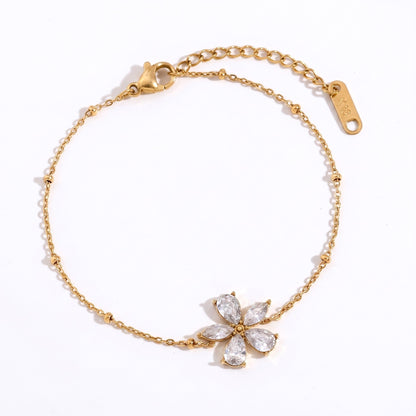Sparkling Zircon Flower Bracelet