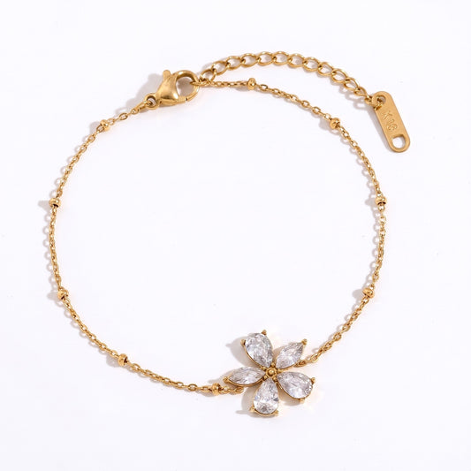 Sparkling Zircon Flower Bracelet