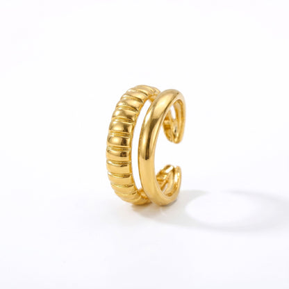 Ribbed Croissant Ring - Adjustable