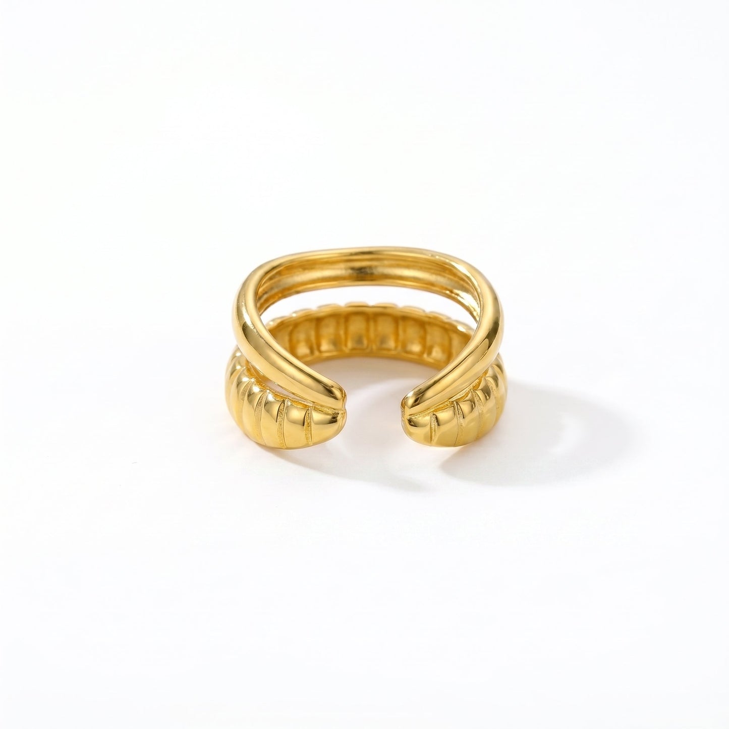 Ribbed Croissant Ring - Adjustable