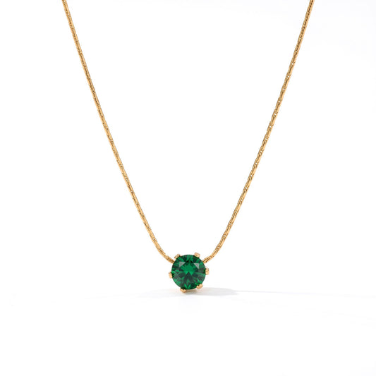 Green Single Stone Necklace