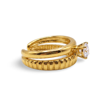 Ridge Glow Solitaire Accent Ring | Adjustable