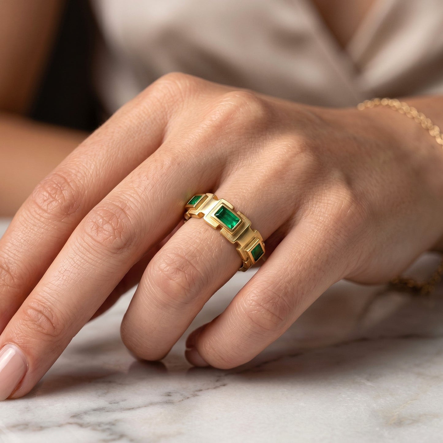 Emerald Ring - Stainless Steel