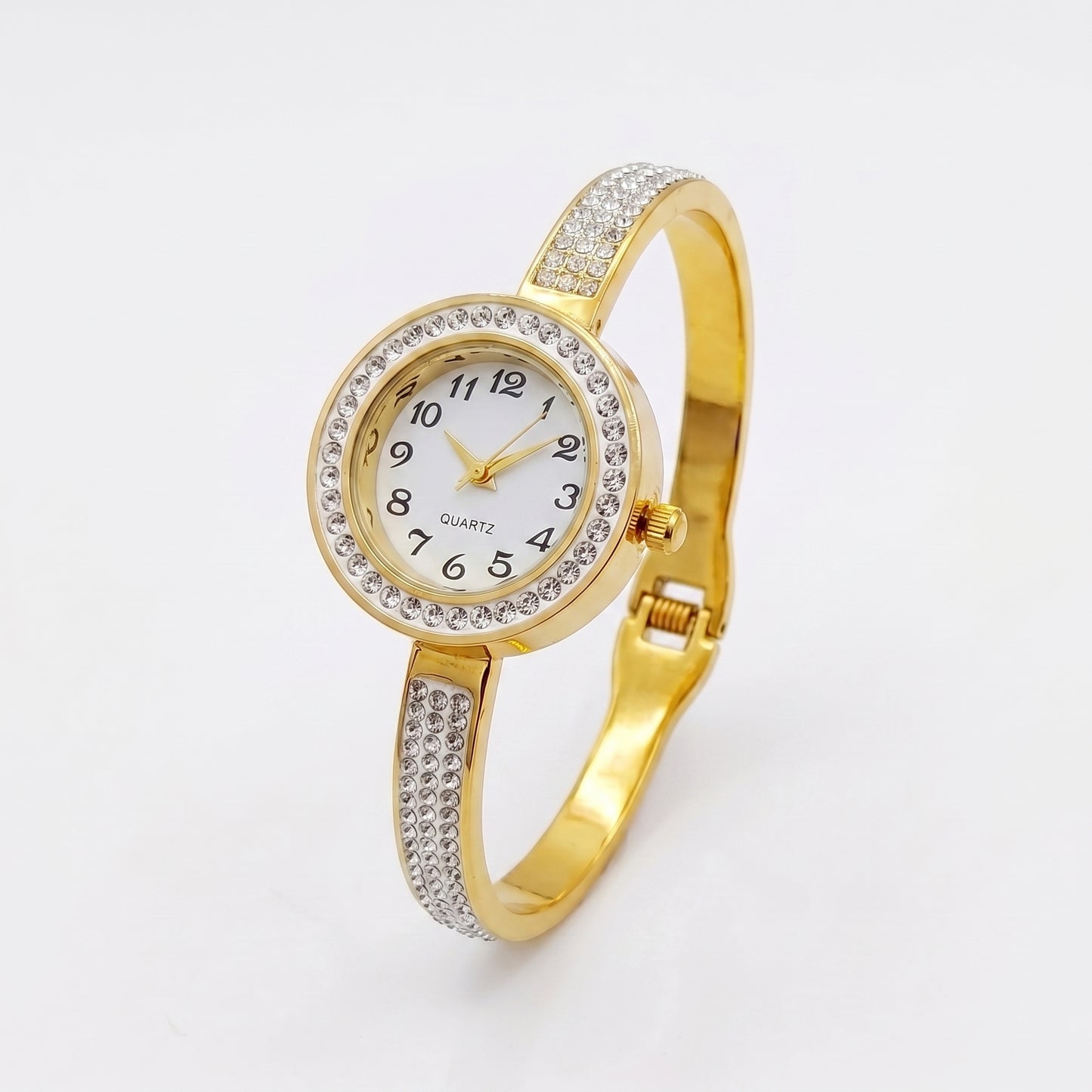 Gold-Plated Crystal Bangle + Watch | Stainless Steel