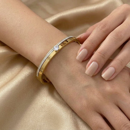 Premium Diamond Bangle - Stainless Steel