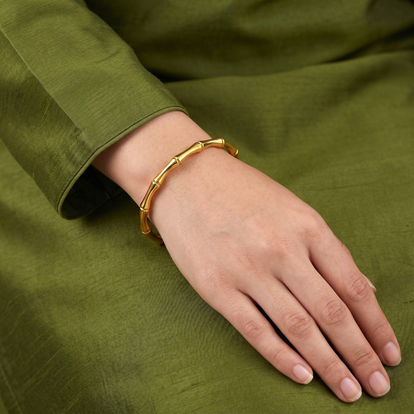 Bamboo Hand cuff | stainless steel